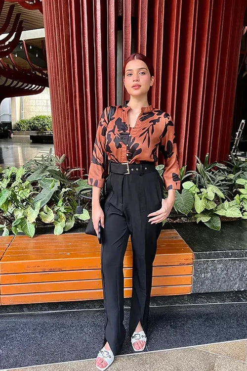 Brown And Black Formal Coord Set